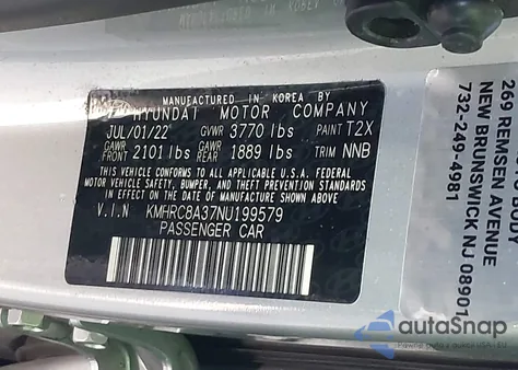 2022 Hyundai Venue Sel from USA, damaged, VIN KMHRC8A37NU199579